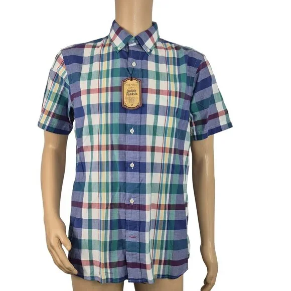Cremieux Shirt Men's Size L Indian Madras Plaid  Short Sleeve Cotton Green (02) - Picture 2 of 11